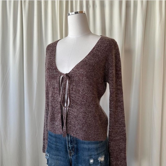 Vintage Y2K Hennes Collection Metallic tie-front cardigan wool blend size XL. - Picture 6 of 8